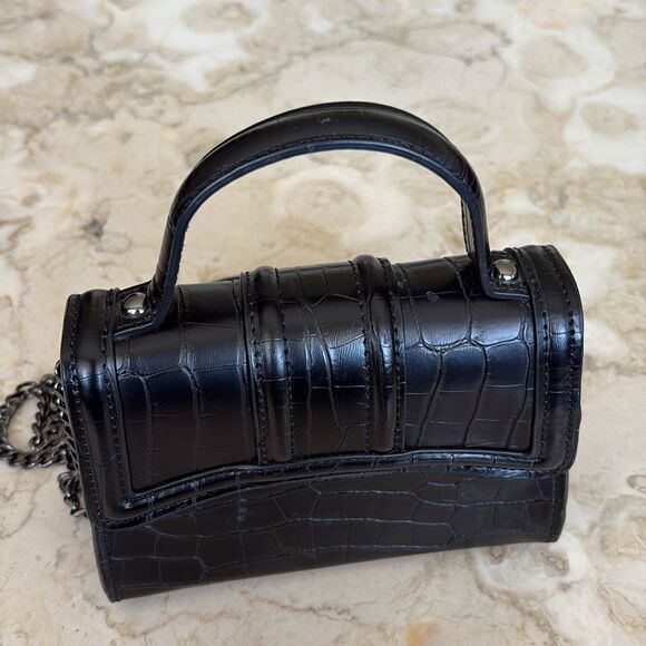 Zara Croc Embossed Vegan Leather Mini City Satchel Shoulder Bag - Picture 7 of 15